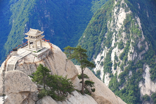 stone pagoda built on the stone cliff at mountain huashan