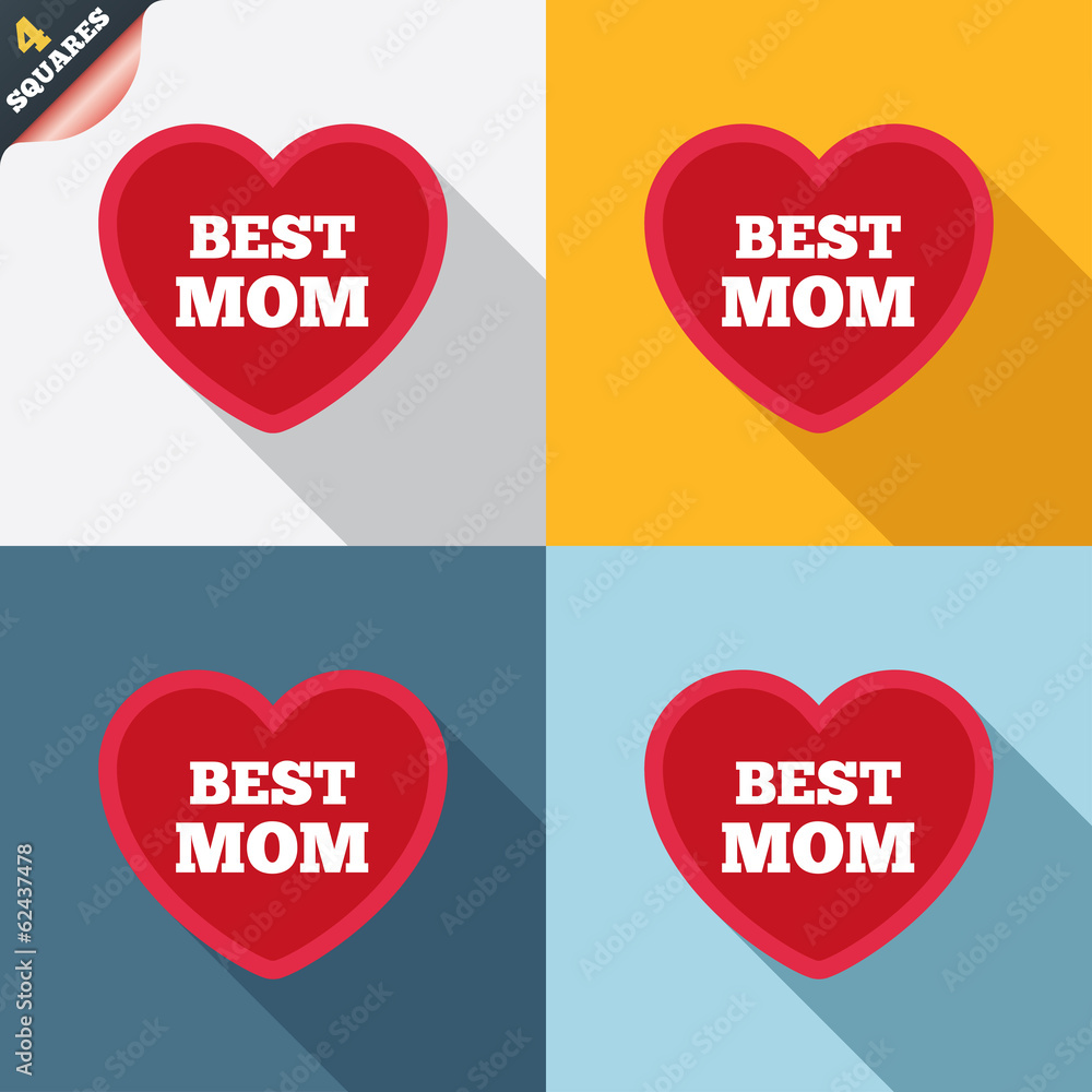 Best mom sign icon. Heart love symbol.