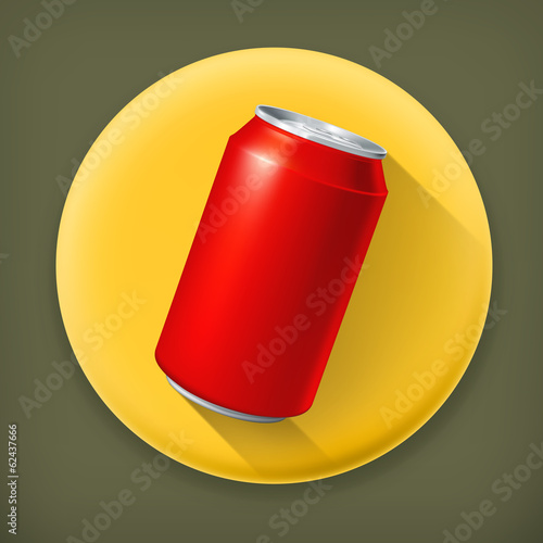 Red Can, long shadow vector icon