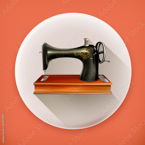 Sewing machine long shadow vector icon