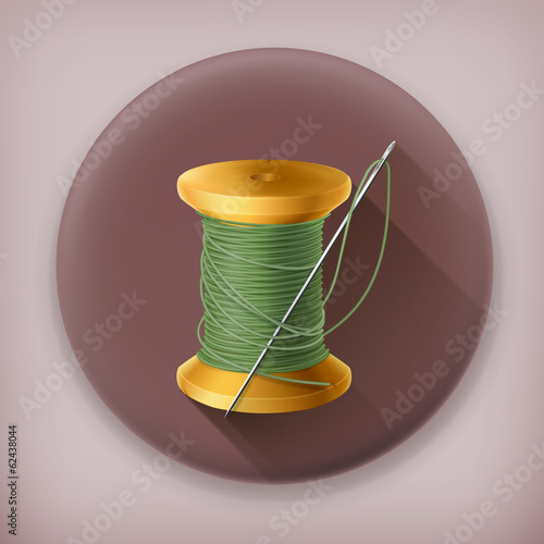 Spool of thread, long shadow vector icon