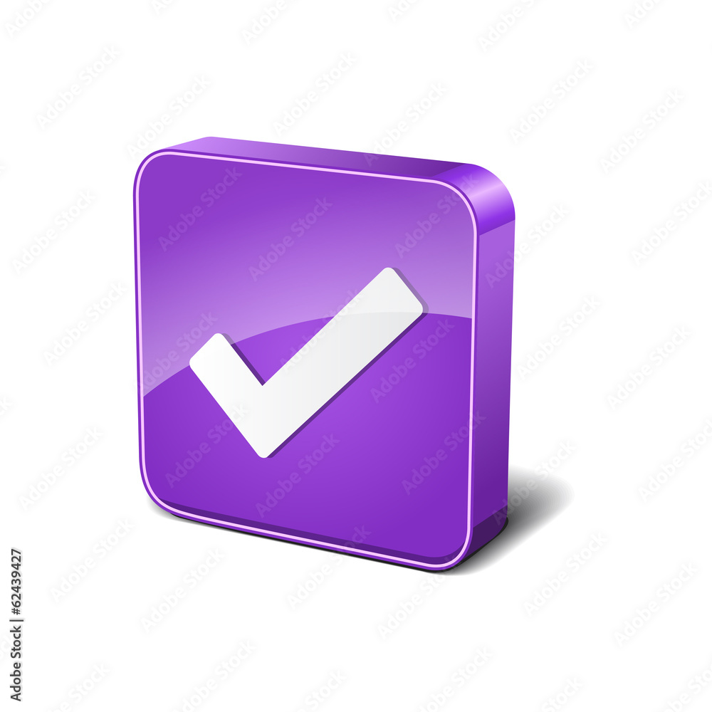 Right Mark 3d Rounded Square Violet Vector Button Icon Design Right Mark 3d Rounded Square Violet Vector Button Icon Design