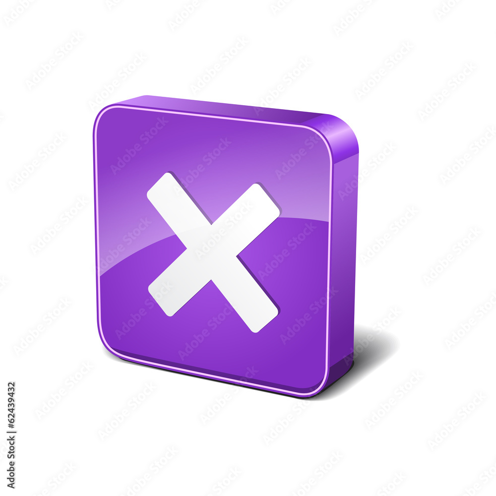 Obraz premium Cross Mark 3d Rounded Square Violet Vector Button Icon Design