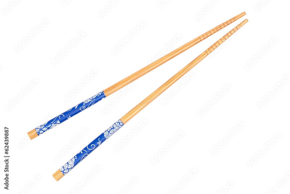 Pair of wood chopsticks on white Pair of wood chopsticks on white