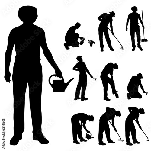 Vector silhouette of a gardener.