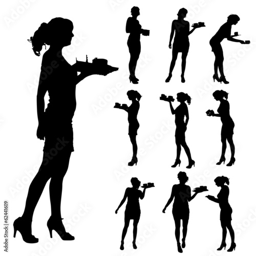 Vector waiter silhouette.