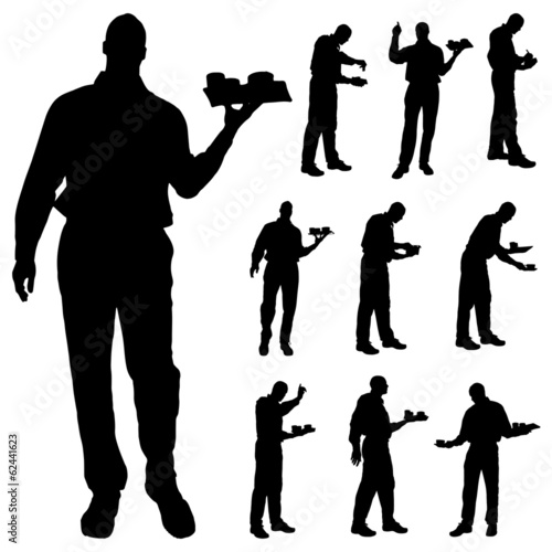 Vector waiter silhouette.