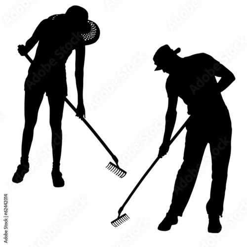 Vector silhouette of a gardener.