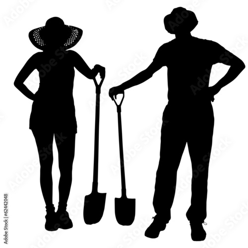 Vector silhouette of a gardener.