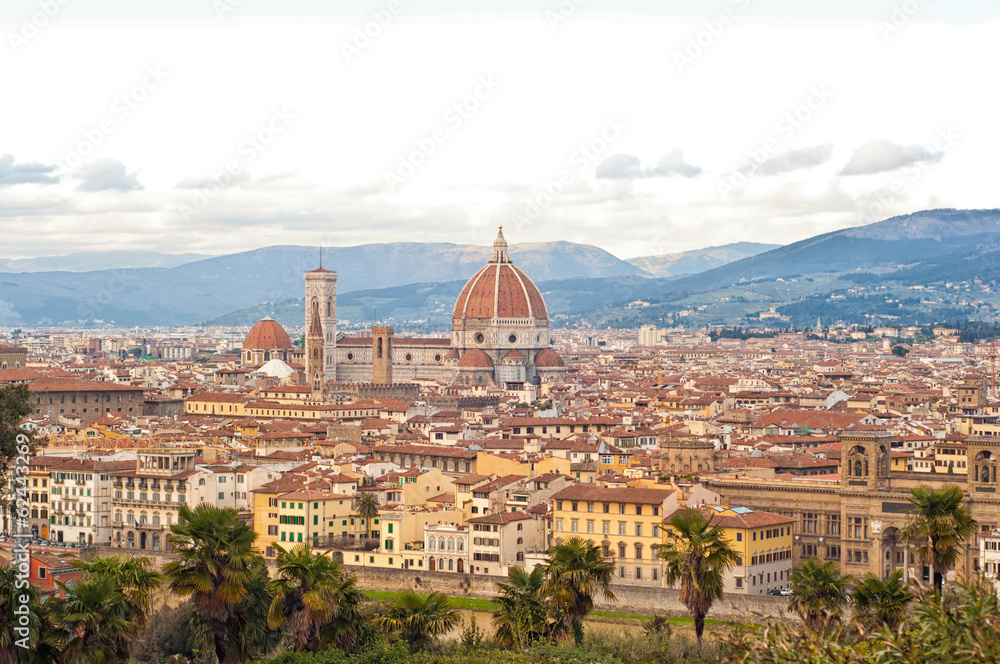 Aerial view of the city of Florence from Michelangelo Square