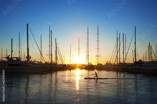 rowing at sunrise