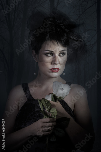 Widow At Funeral. Beautiful retro woman