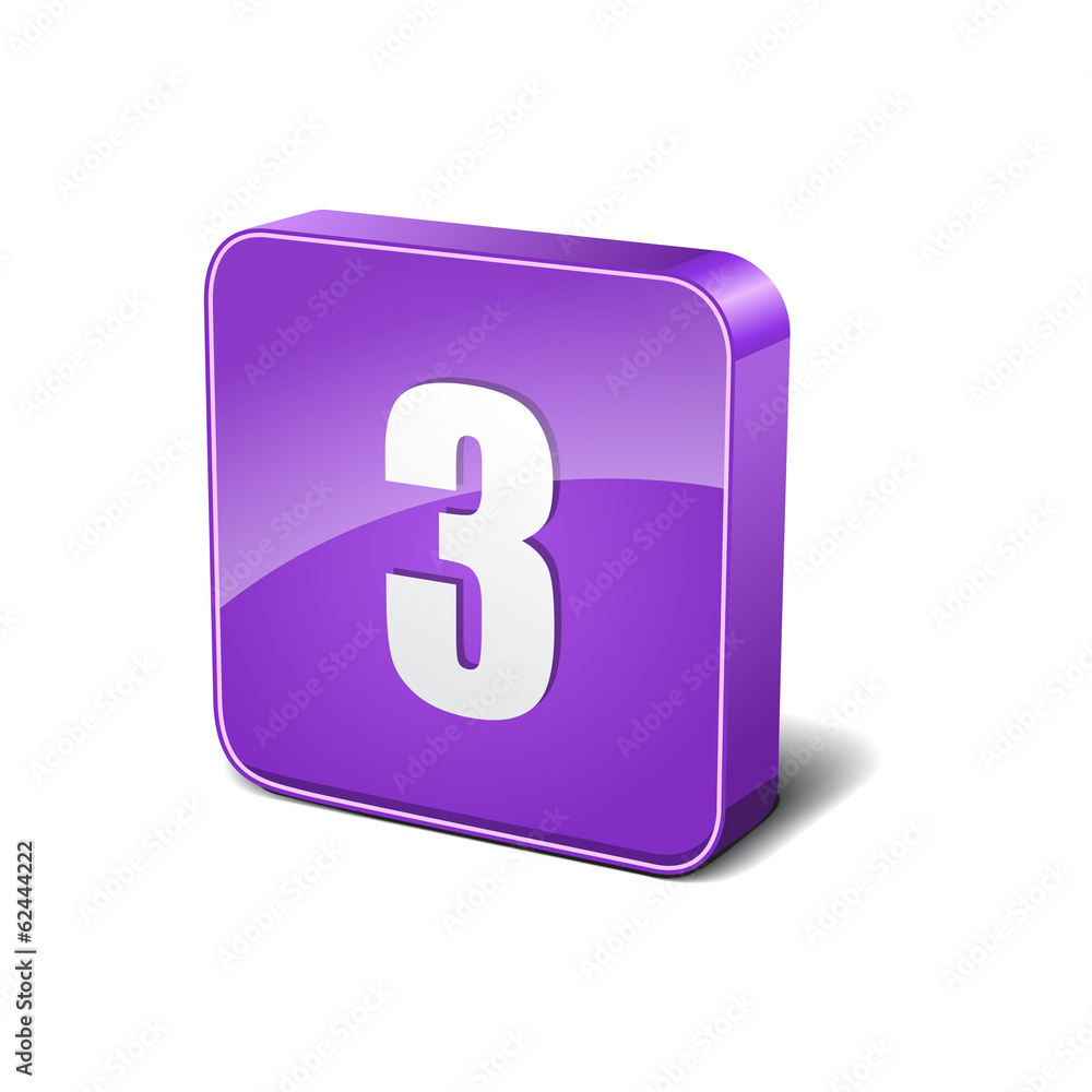 3 Number 3d Rounded Corner Violet Vector Icon Button 3 Number 3d Rounded Corner Violet Vector Icon Button