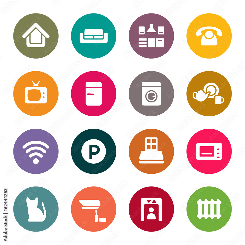 Home rental theme icon set Home rental theme icon set