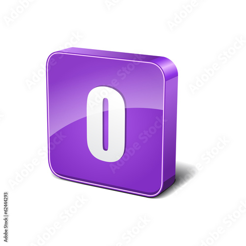0 Number 3d Rounded Corner Violet Vector Icon Button