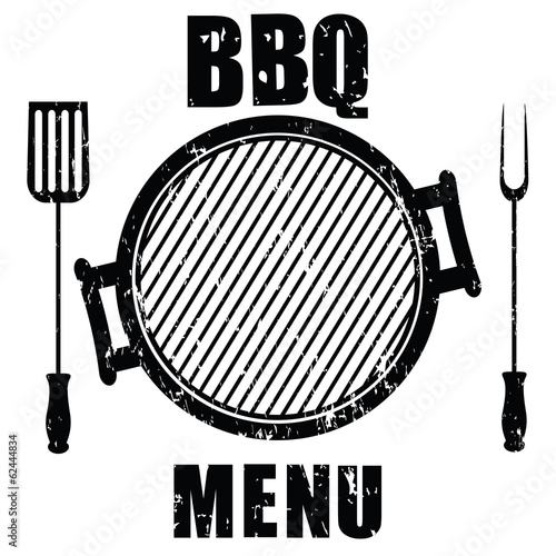 Grunge grill menu isolated on white background, vector