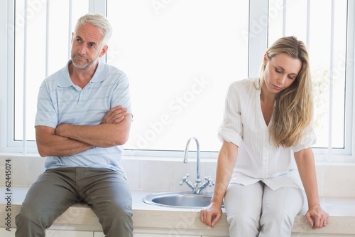 Upset couple not talking after an argument
