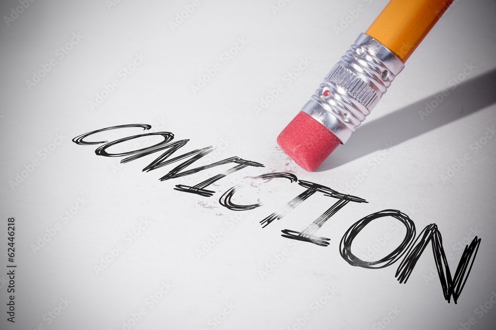 Φωτογραφία Pencil erasing the word Conviction