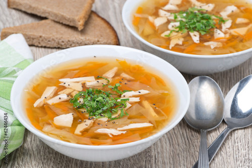 vegetable soup with chicken, horizontal