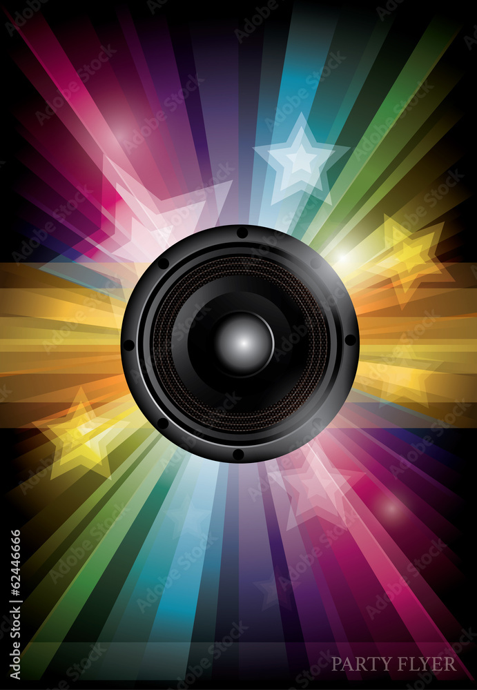Disco club flyer with black speaker Disco club flyer with black speaker