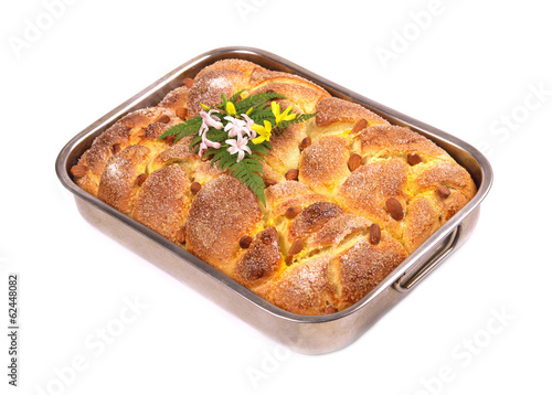 Delicious Easter cake with almonds isolated