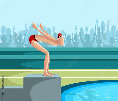 Swimmer diving into pool
