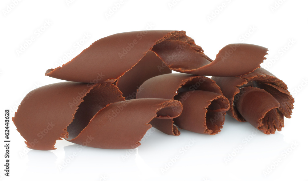 Fototapeta premium Chocolate shavings on white background