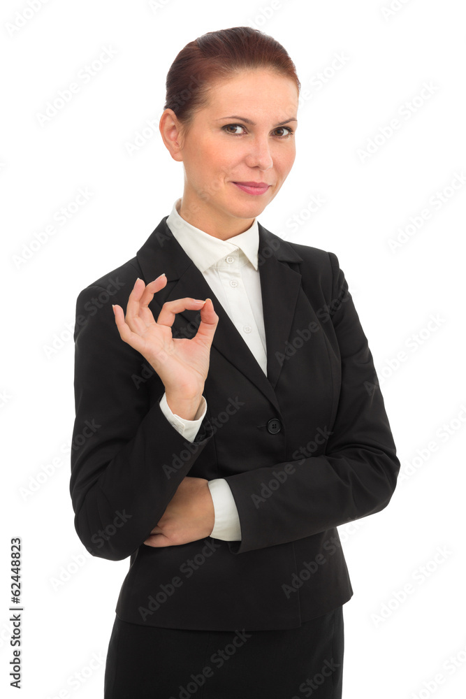 Young beautiful woman showing OK sign Young beautiful woman showing OK sign