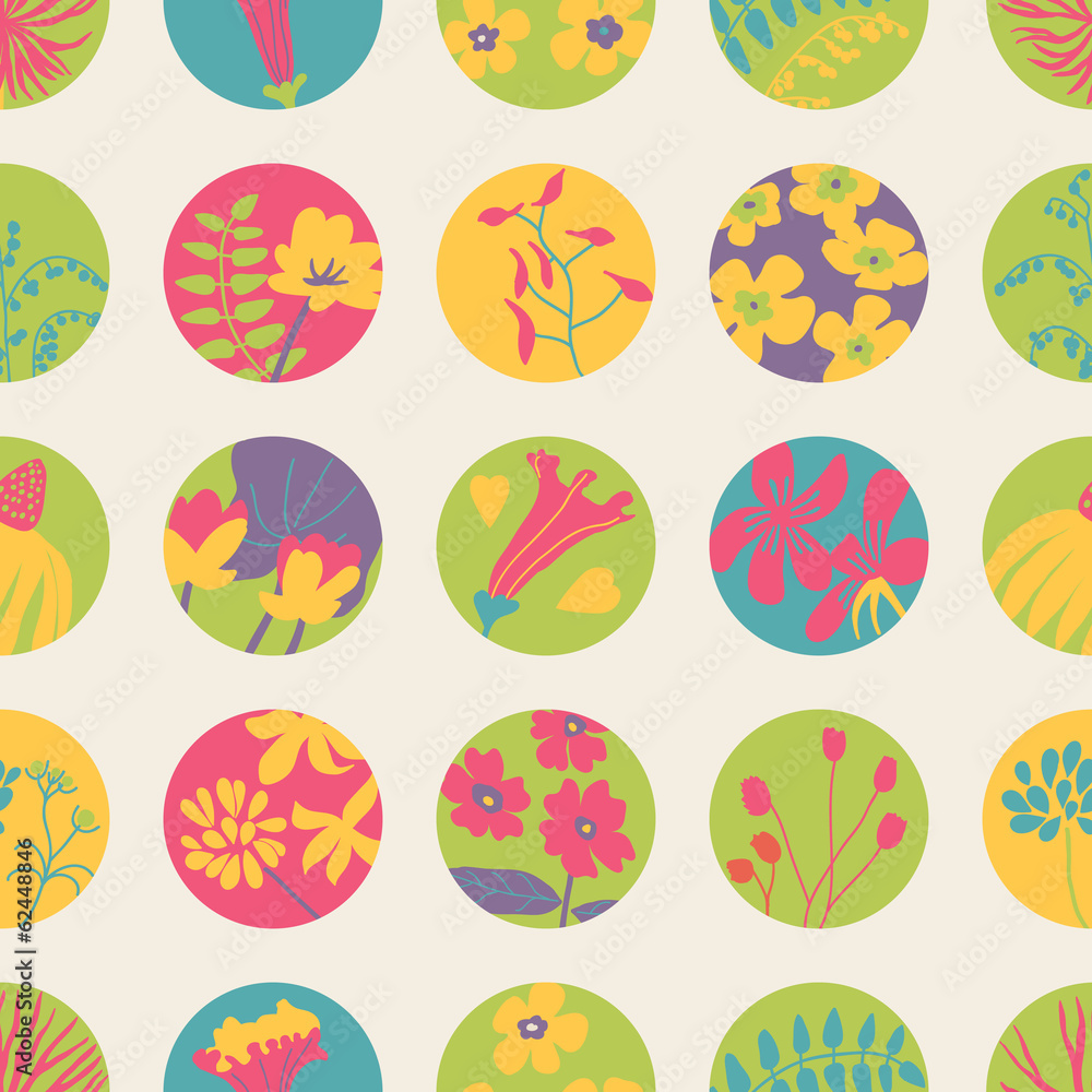 Seamless patter with summer (spring) flowers. Summer polka dot. Seamless patter with summer (spring) flowers. Summer polka dot.