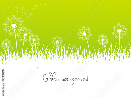 Green spring background with place for text