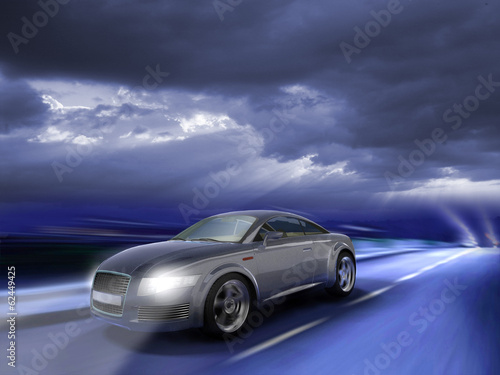 Fast car moving with motion blur © ArchMen
