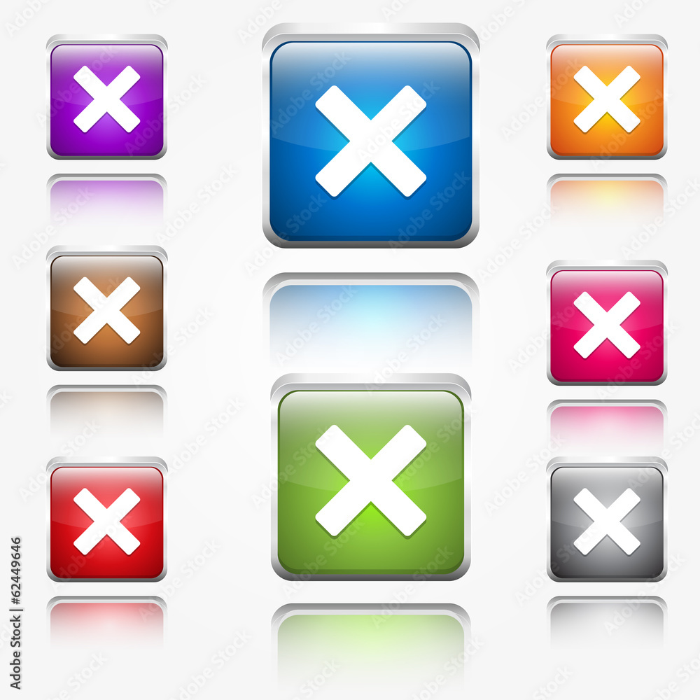 Cross Mark Round Corner Vector Web Icon Button Set Cross Mark Round Corner Vector Web Icon Button Set