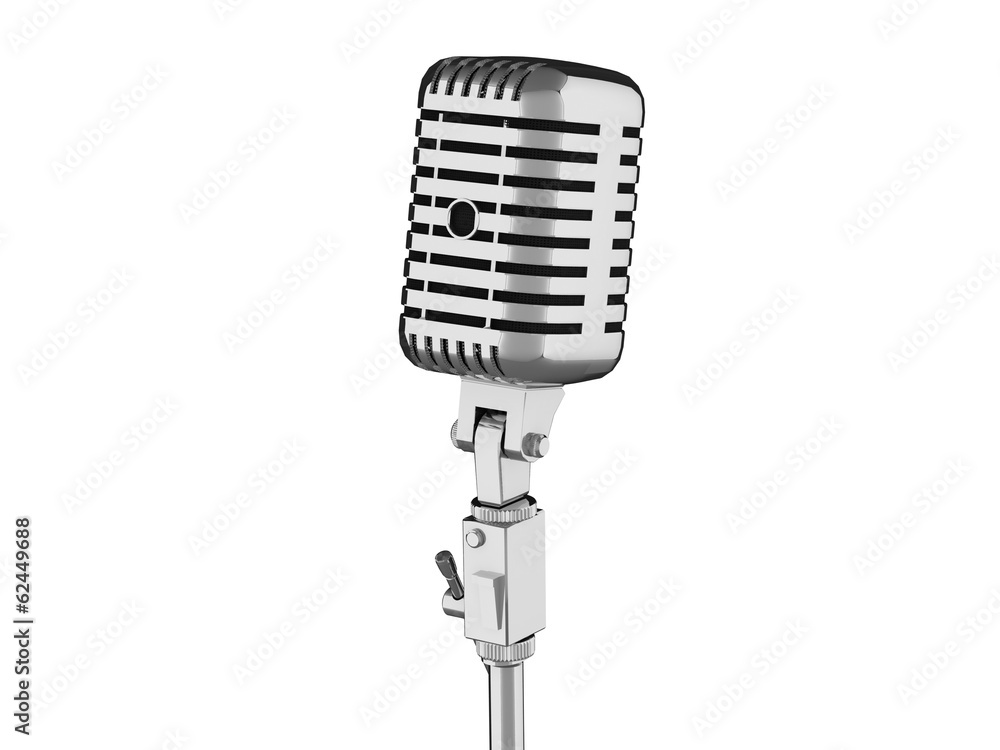 Fototapeta premium 3d Retro microphone. isolated on white