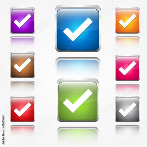 Free Download Tick Mark Round Corner Vector Web Icon Button Set - GFXLoad
