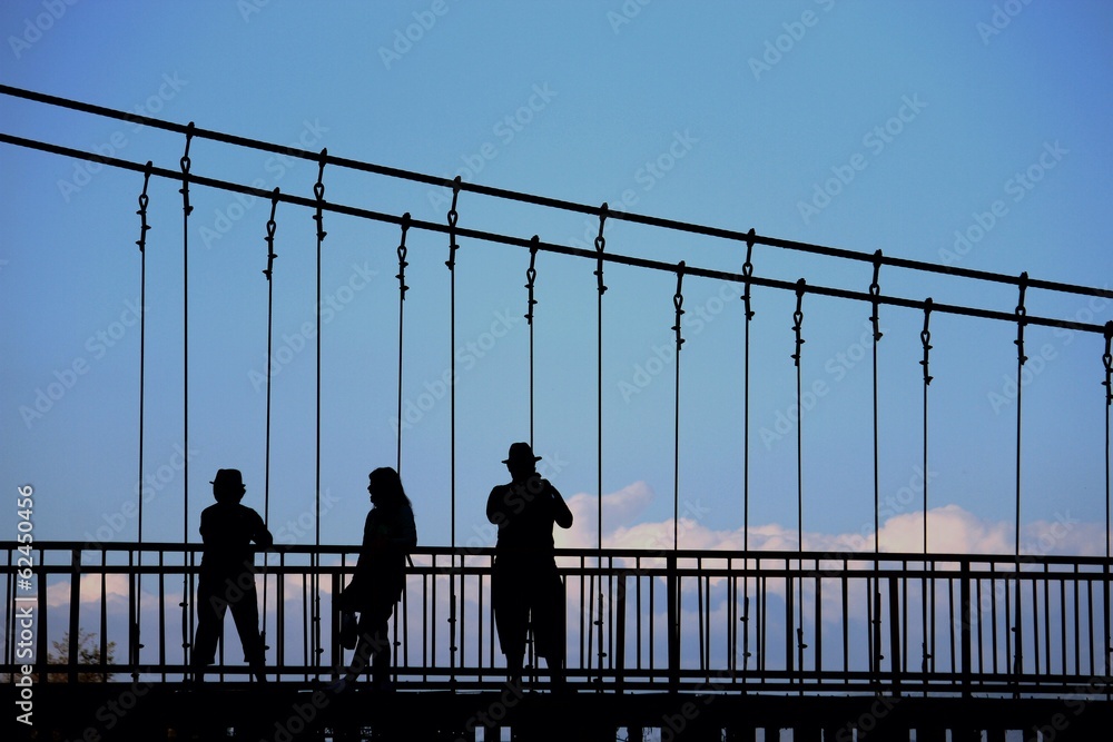 silhouette rope bridge Stock Photo | Adobe Stock
