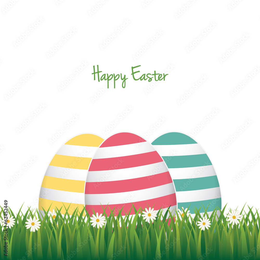 easter colorful eggs daisy meadow isolated background