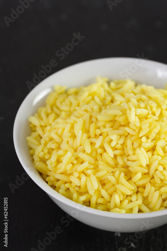 yellow rice in bowl