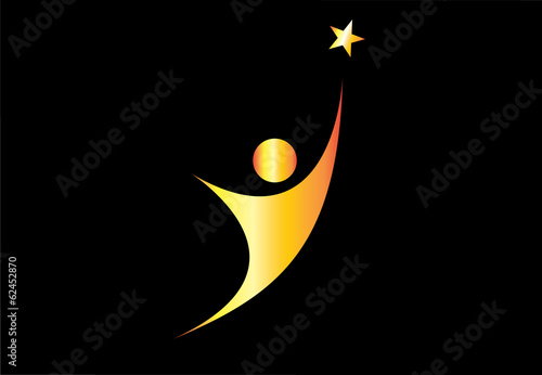 young gold person aiming for excellence achievement success star