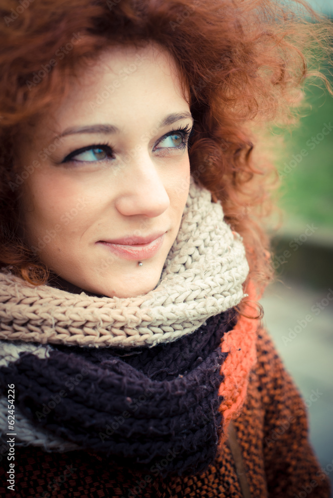 young beautiful red curly hair woman young beautiful red curly hair woman
