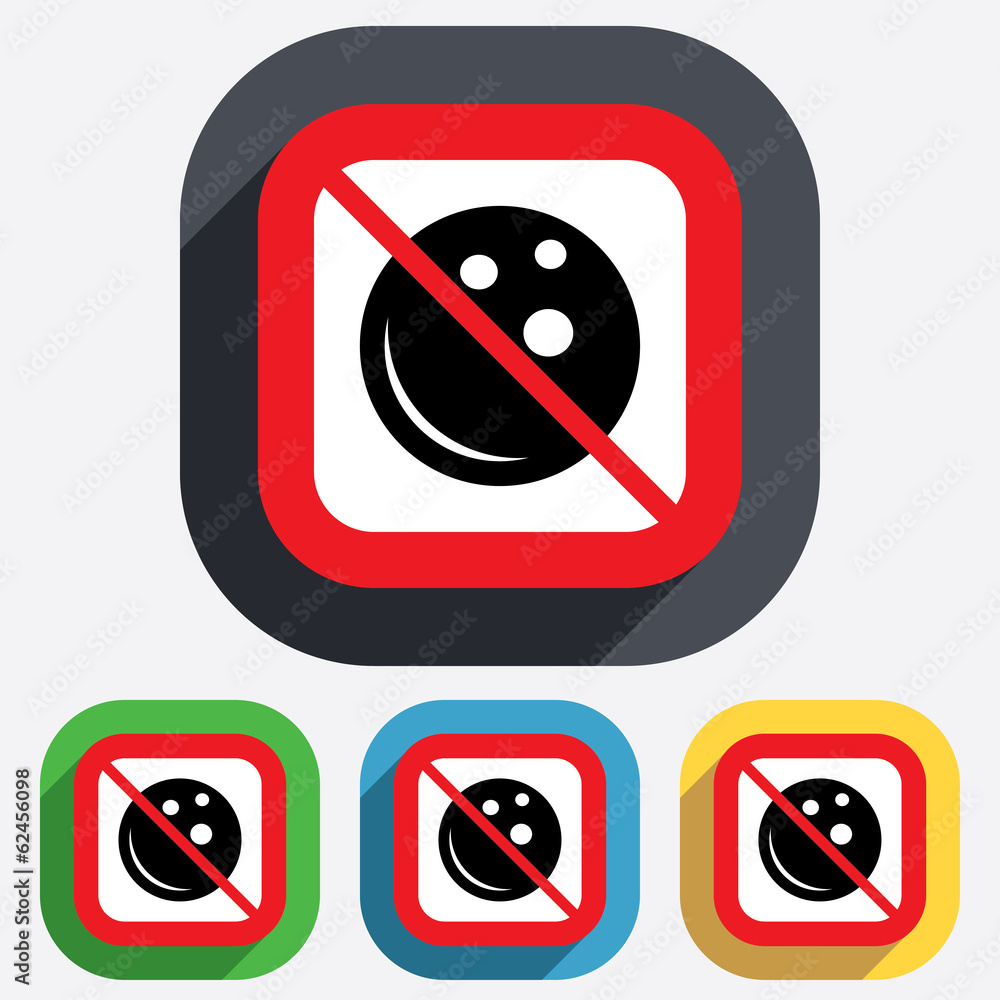 No Bowling ball sign icon. Bowl symbol. No Bowling ball sign icon. Bowl symbol.