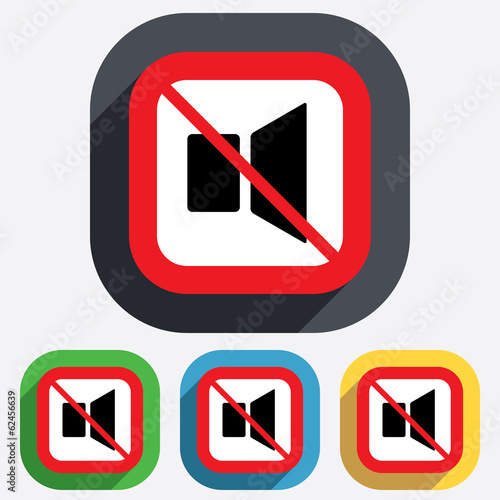 Speaker volume sign icon. No Sound symbol.