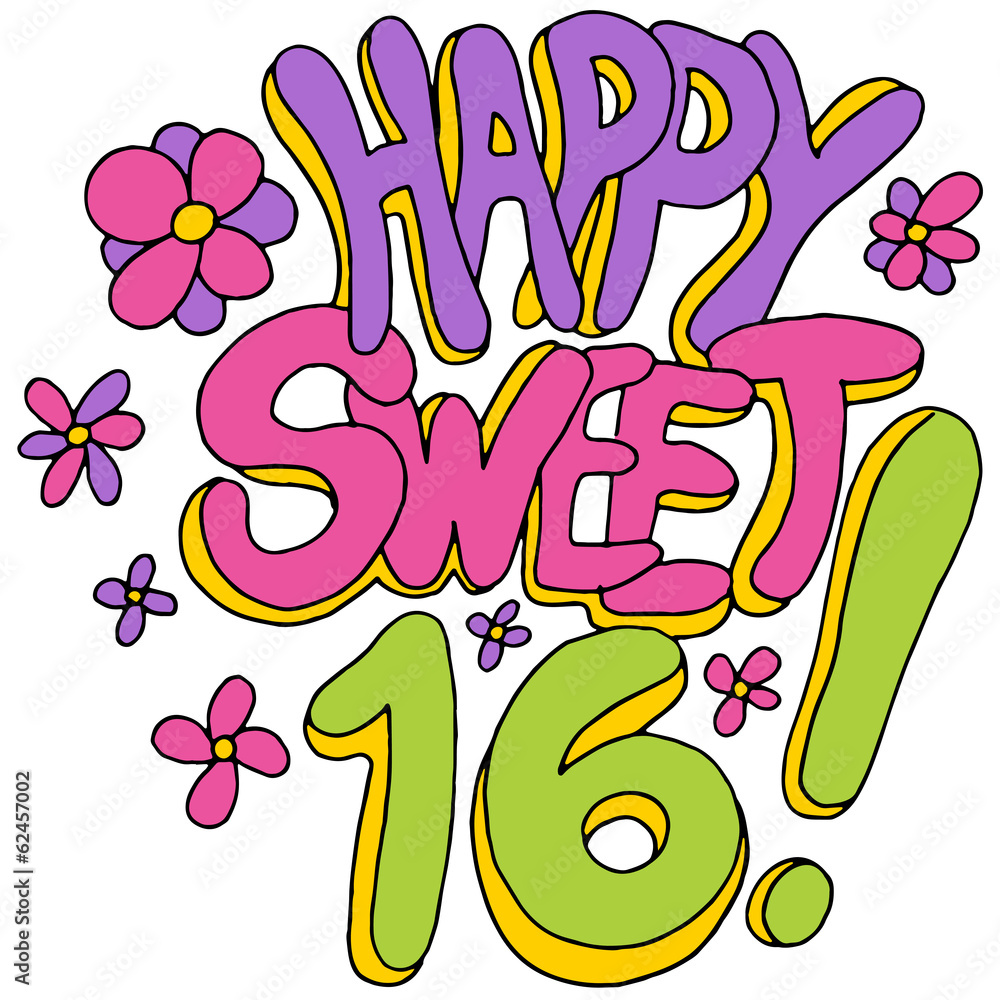 Happy Sweet Sixteen Stock ベクター | Adobe Stock
