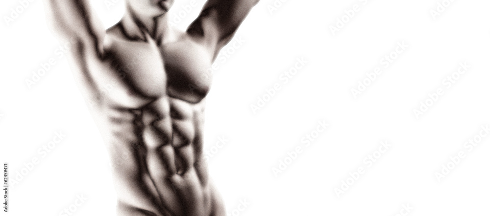 Naklejka premium muscle man on white background