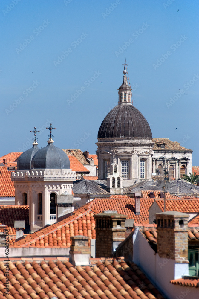 Skyline of Dubrovnik, Croatia with church dome