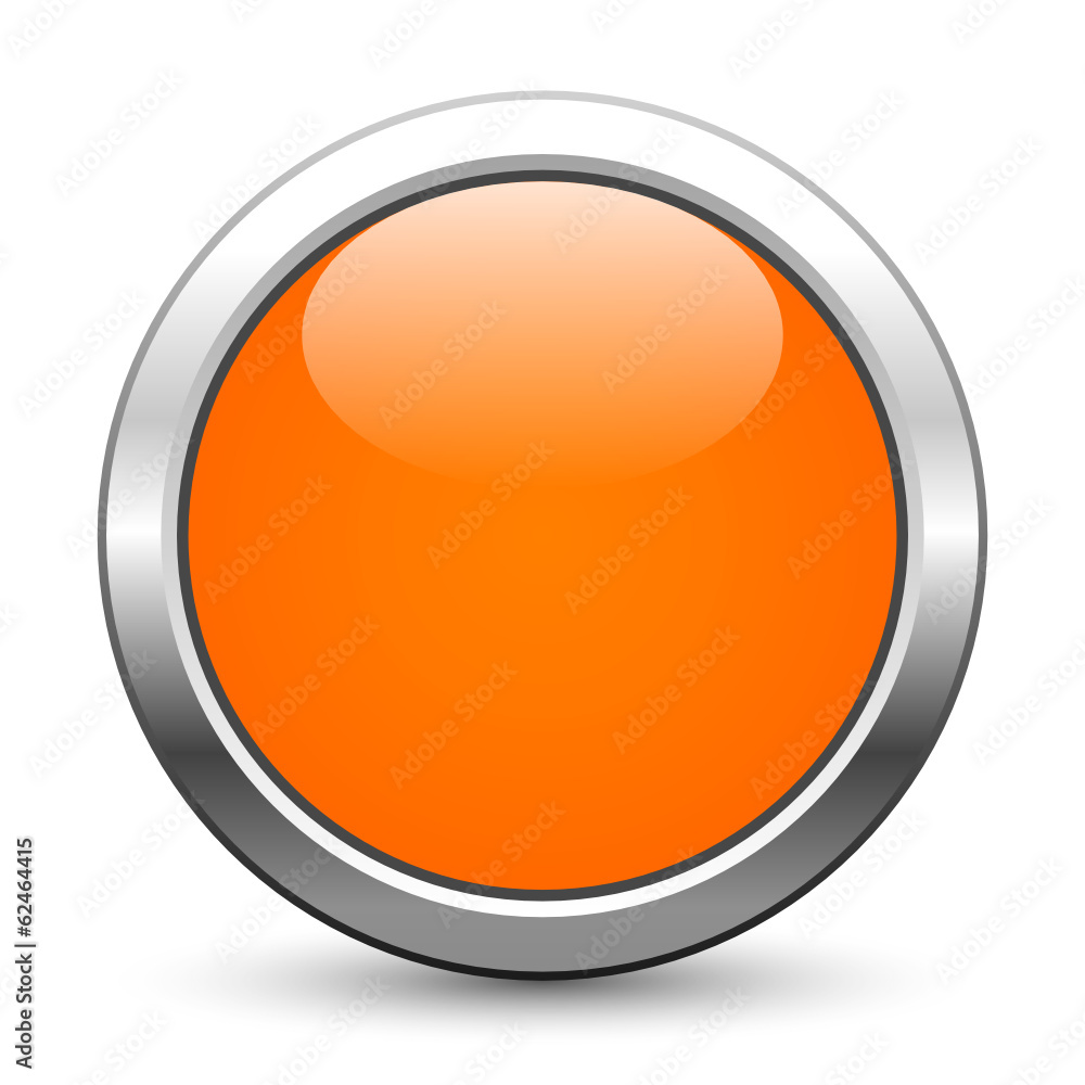 Orangener metallischer Knopf mit Textfreiraum Orangener metallischer Knopf mit Textfreiraum