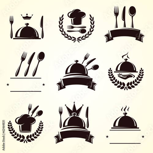 Restaurant labels set. Vector