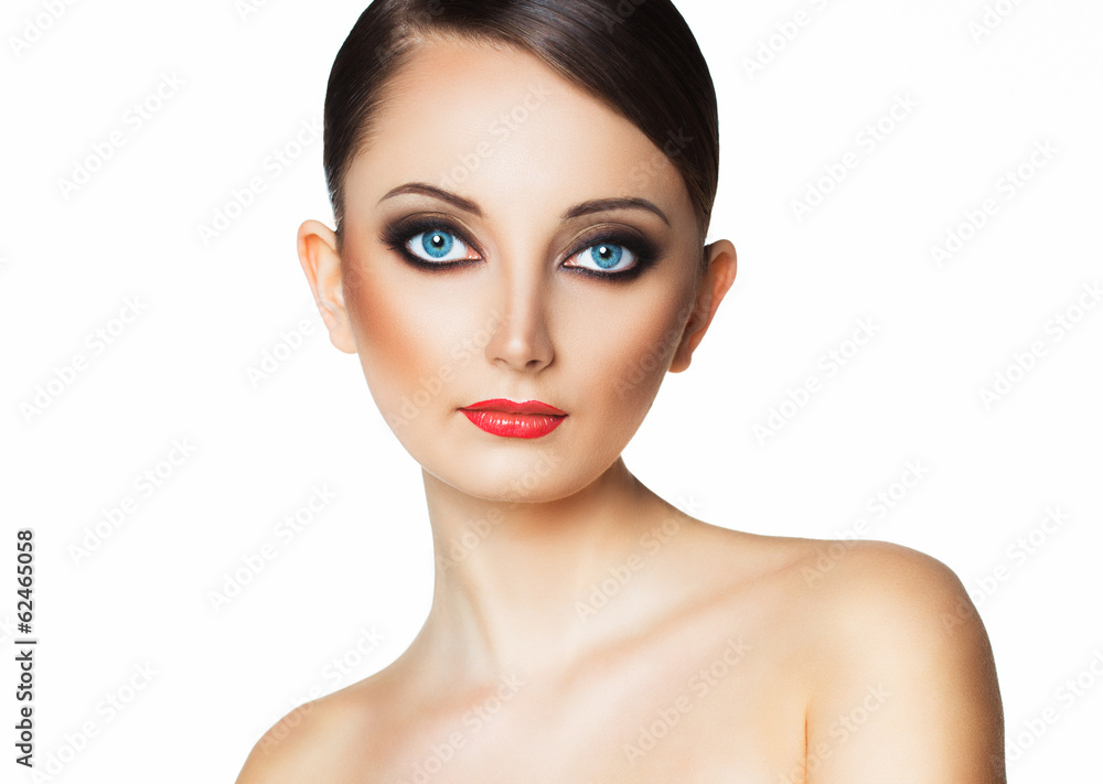 Portrait of a beautiful woman with a glamorous retro makeup Portrait of a beautiful woman with a glamorous retro makeup