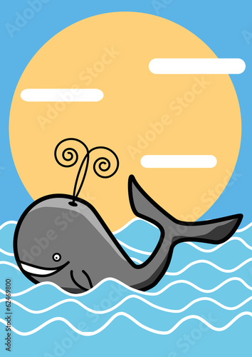 friendly whale swimming in the ocean
