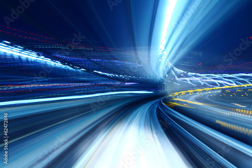 Quadro su tela Truck light trail of train