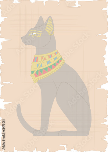 Egyptian Cat on Papyrus